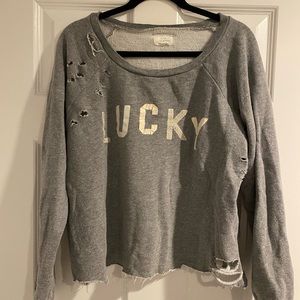 Lucky brand distressed crew neck